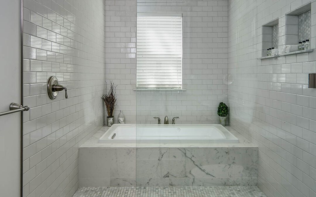 The Summer Cottage is full of surprises, like this airy, modern bath for washing the day away.