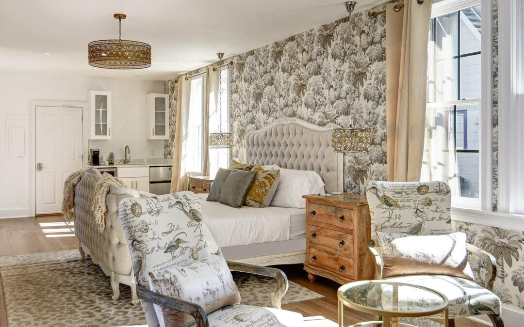 A private garden entrance takes you to the most spacious suite in the house, The Royalton, with modern amenities and plenty of privacy.